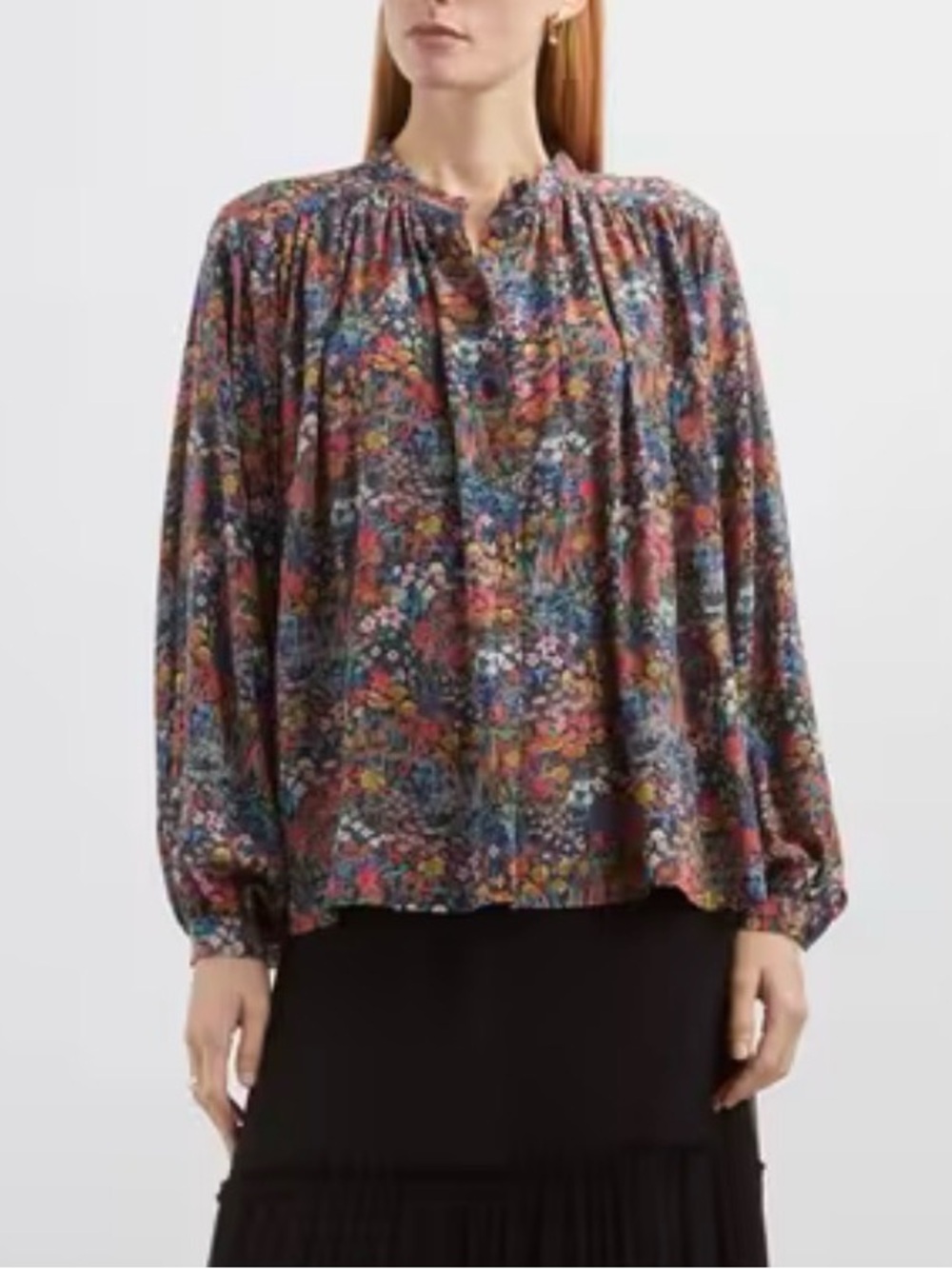 Liberty London Faria Flowers Multicolor Floral Button-Down Blouse S NWT